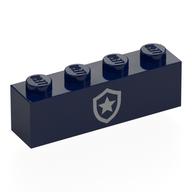 Brick 1 × 4 with Silver Police Badge print Dunkelblau