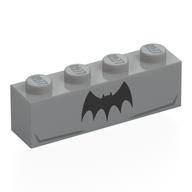 Brick 1 × 4 with Chest, Black Batman Logo print Hellblaugrau