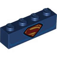 Brick 1 × 4 with Superman Chest Logo Dark Blue
