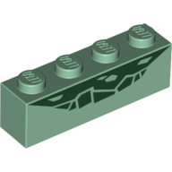 Brick 1 × 4 with Raptor Scale print Sand Green