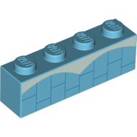 Brick 1 × 4 with White Arches, Blue Brick Pattern print Medium Azure