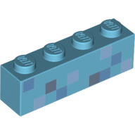 Brick 1 × 4 with Pixelated Sand Blue, Dark Bluish Gray and Light Bluish Gray Squares Print Mittelazur