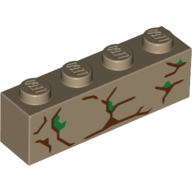 Brick 1 × 4 with Tree Bark print Dunkelbeige