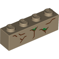 Brick 1 × 4 with Tree Bark print Dark Tan