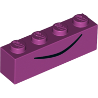 Brick 1 × 4 with Black Curved Line, Mouth Magenta