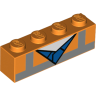 Brick 1 × 4 with Orange Safety Vest, Blue V-Neck print Orange