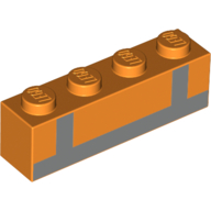 Brick 1 × 4 with Orange Safety Vest, Light Bluish Gray Band print Orange