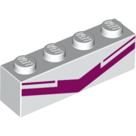 Brick 1 × 4 with Dark Purple Stripes/Lines print White