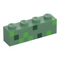 Brick 1 × 4 with Pixelated Dark Green and Bright Green Squares Print Sandgrün