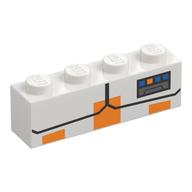 Brick 1 × 4 with Orange Squares, Black Lines, Blue/Orange Ranking print Weiß