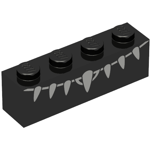 Brick 1 × 4 with Black Panther Torso Print Schwarz