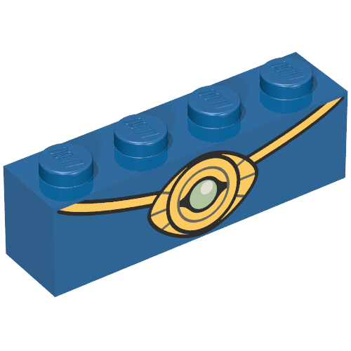 Brick 1 × 4 with Eye of Agamotto print Blue