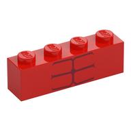 Brick 1 × 4 with 6 Dark Red Stripes Print (Red Hulk Bottom Torso) Rot