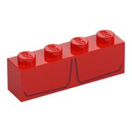 Brick 1 × 4 with 2 Dark Red Stripes Print (Red Hulk Top Torso) Rot