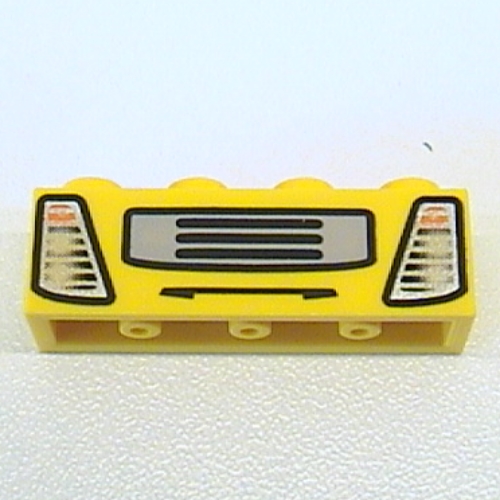 Brick 1 × 4 with Truck Headlights and Grille Print Gelb