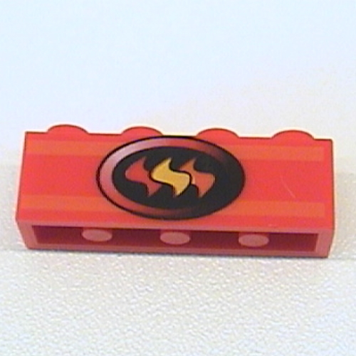 Brick 1 × 4 with Fire Logo Print Rot