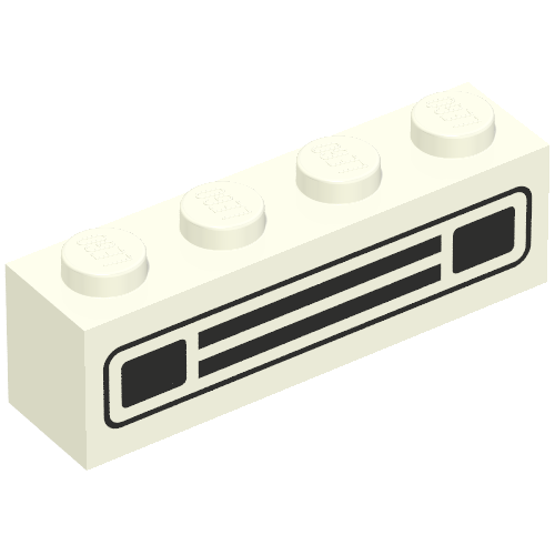 Brick 1 × 4 with Black Car Grill Print [Embossed]