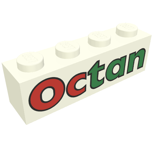 Brick 1 × 4 with 'Octan' Print Weiß