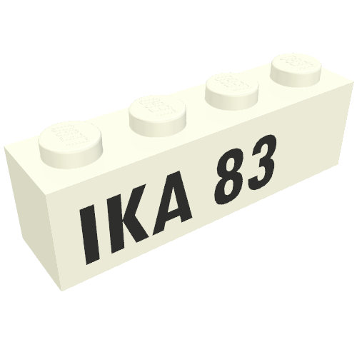 Brick 1 × 4 with Black 'IKA 83' Print White