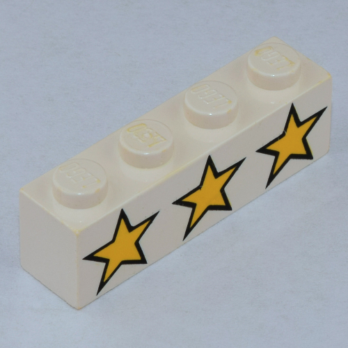 Brick 1 × 4 with 3 Yellow Stars Print