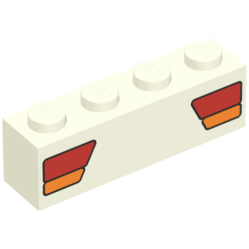 Brick 1 × 4 with Car Taillights Red and Orange Print