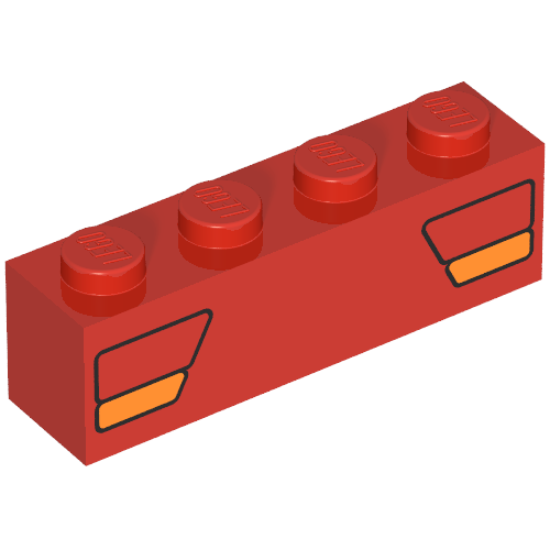 Brick 1 × 4 with Car Taillights Red and Orange Print