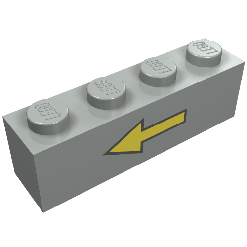 Brick 1 × 4 with Yellow Left Arrow and Black Border Print Hellgrau