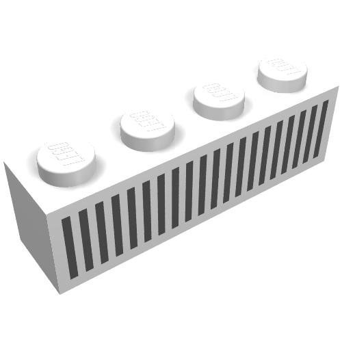 Brick 1 × 4 with Black 20 Bars Grill Print Weiß