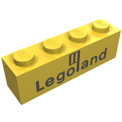 Brick 1 × 4 with Black 'Legoland' Logo Print