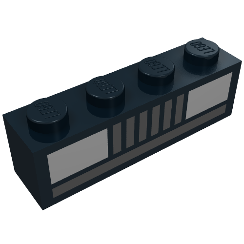 Brick 1 × 4 with Basic Car Headlights Print Schwarz
