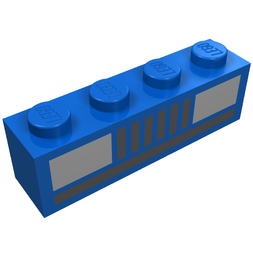 Brick 1 × 4 with Basic Car Headlights Print Blau