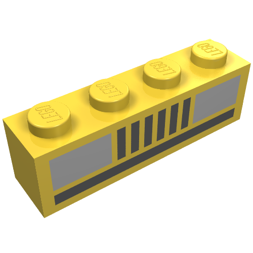 Brick 1 × 4 with Basic Car Headlights Print Gelb