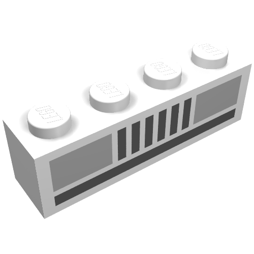 Brick 1 × 4 with Basic Car Headlights Print White
