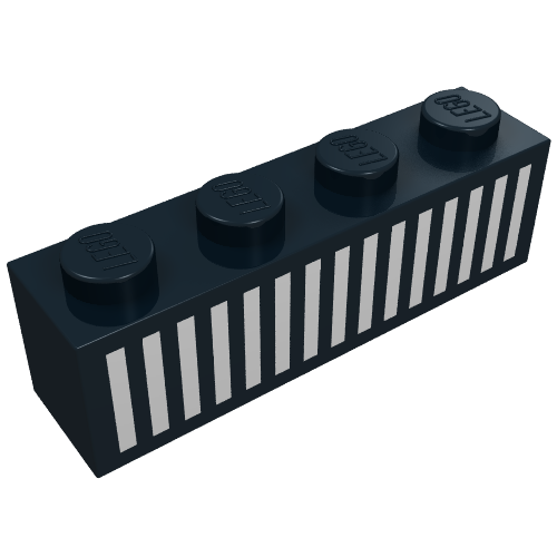 Brick 1 × 4 with White Grill Print Schwarz