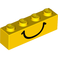 Brick 1 × 4 with Black Smile Print Gelb