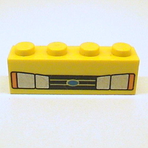 Brick 1 × 4 with Car Headlights and Blue Oval Print Yellow