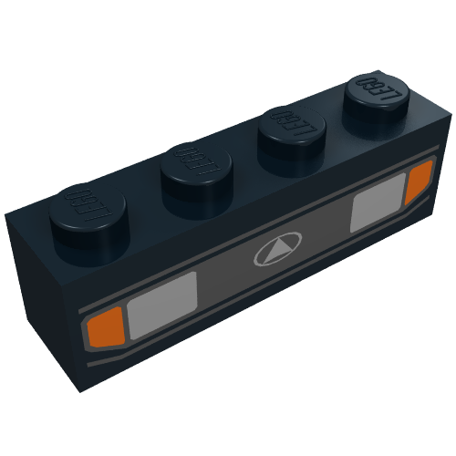Brick 1 × 4 with Car Headlights and Indicators Print Schwarz