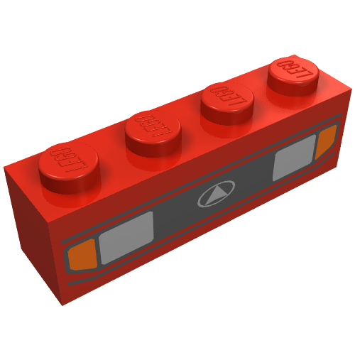 Brick 1 × 4 with Car Headlights and Indicators Print Red