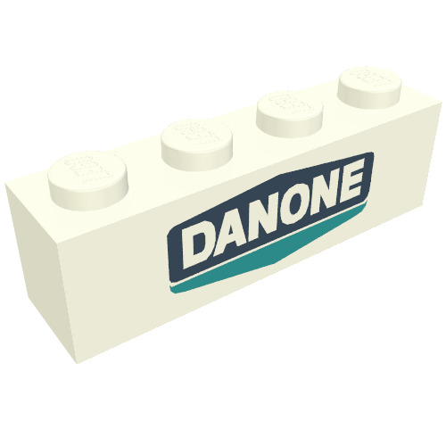 Brick 1 × 4 with Danone Logo Print White