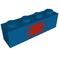 Brick 1 × 4 with Red Spider Print (Spiderman) Blue