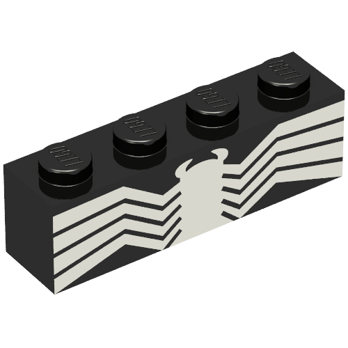 Brick 1 × 4 with White Insect Print (Venom) Schwarz