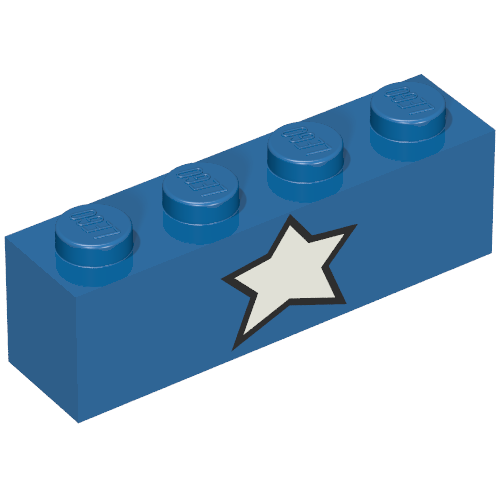Brick 1 × 4 with Captain America White Star Print (SDCC Brickheadz) Blue