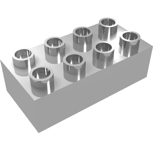 Duplo Brick 2 × 4 Chrome Silver