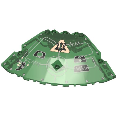 Panel 10 × 10 × 2 1/3 Quarter Saucer Top with Insectoid Print Right Transparent-Grün
