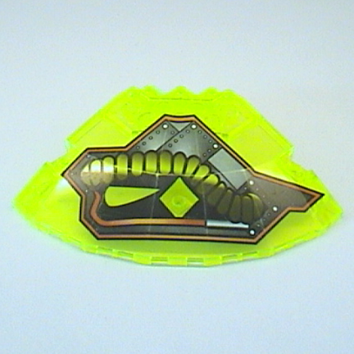 Panel 10 × 10 × 2 1/3 Quarter Saucer Top with Stingray Print Left (teardrop at front & points left) in Trans-Neon Green