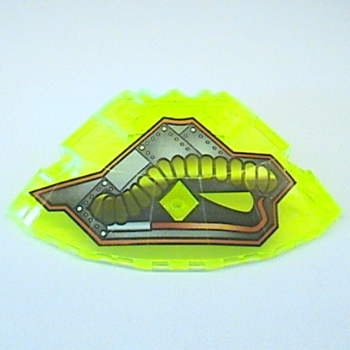 Panel 10 × 10 × 2 1/3 Quarter Saucer Top with Stingray Print Right (teardrop at front & points right) Transparent-Neongrün