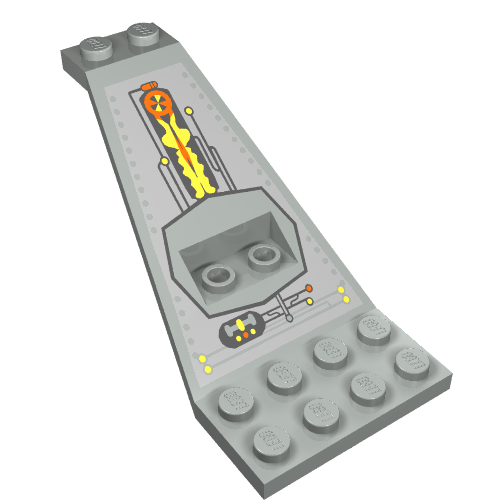 Wing Plate Bi-level 8 × 4 and 2 × 3 1/3 Up with UFO Engine Print Light Gray