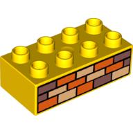 Duplo Brick 2 × 4 with Bricks Print Yellow