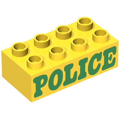 Duplo Brick 2 × 4 with 'POLICE' Print Yellow