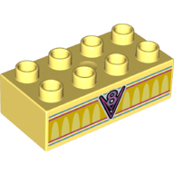 Duplo Brick 2 × 4 with 'V8' and Arches Print Leuchtendes Hellgelb